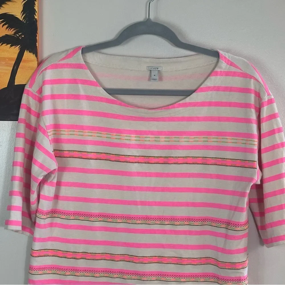 J. Crew Pink Boxy 3/4 Sleeve Blouse
